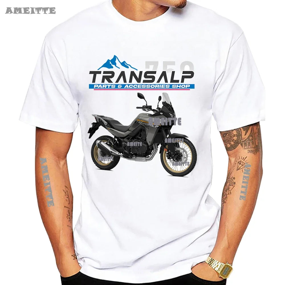 2025 nuevo Transalp XL750 motocicleta Montaña camiseta hombres manga corta Cool Boy Casual Tops Japón Moto deporte leyenda camisetas