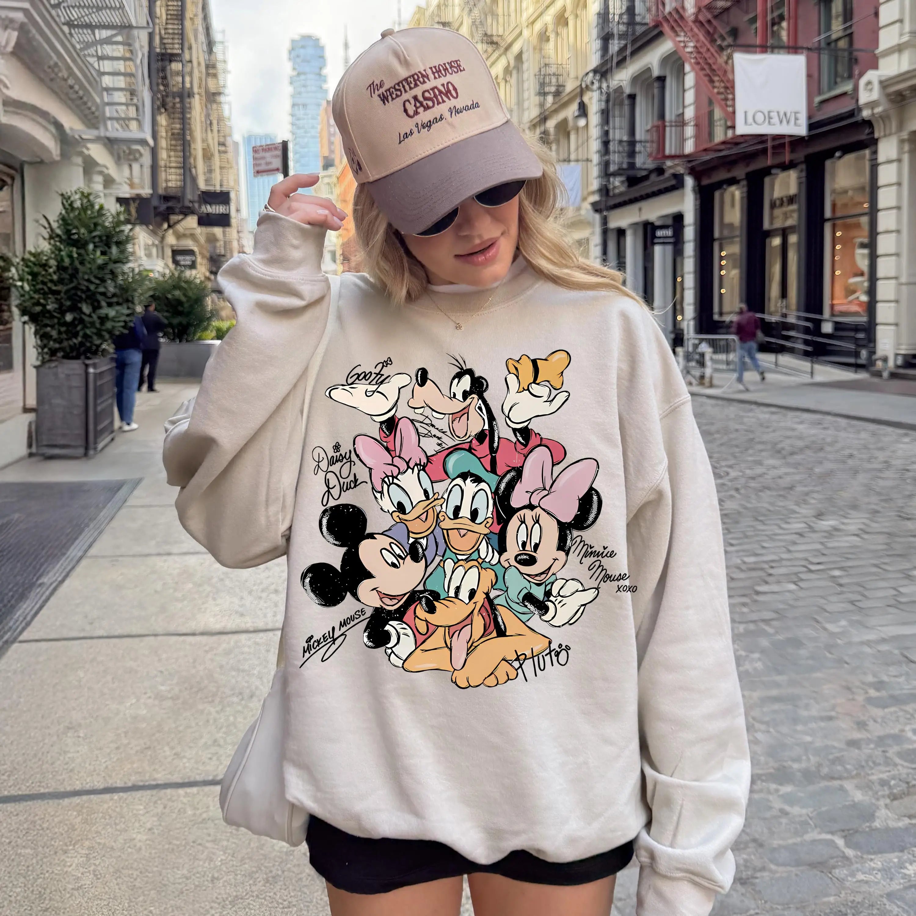 Sudadera vintage con firma de Mickey y sus amigos, camisa mágica, camisa con personaje de Disney, camisa con cabeza de ratón de Mickey y amigos de Disney
