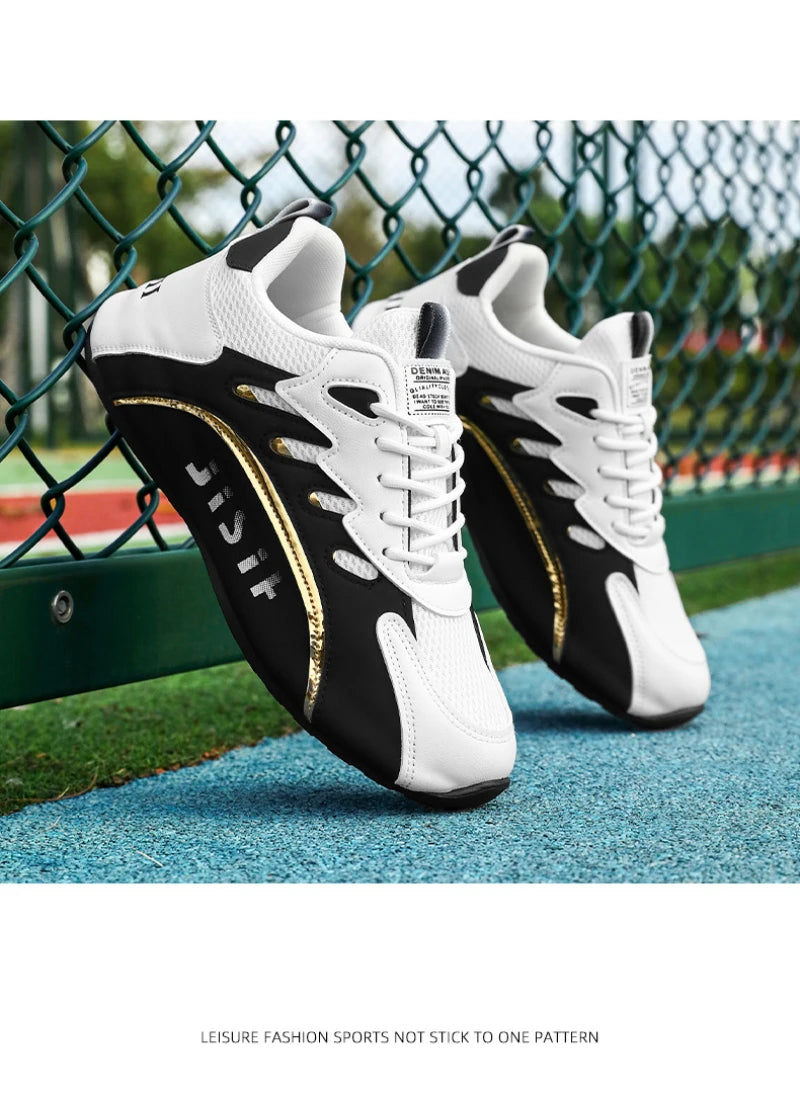 Zapatillas de deporte de malla transpirable rojas y blancas para hombre, zapatos para correr informales a la moda, zapatillas deportivas ligeras antideslizantes para uso diario