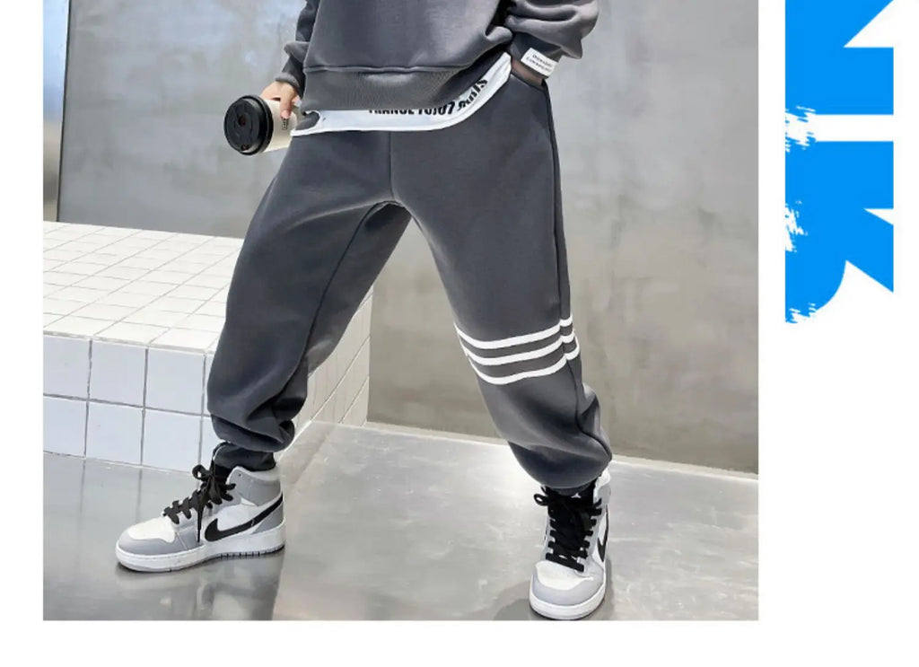 Conjunto de ropa de otoño para niños, sudaderas y pantalones a rayas, traje de 2 uds., jersey para chicas adolescentes, trajes superiores e inferiores, chándales