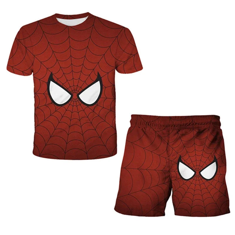 Conjunto de 2 piezas de camiseta y pantalones cortos transpirables para niños, diseño de Spider-Man, Marvel, Hulk, Iron Man, Spiderman