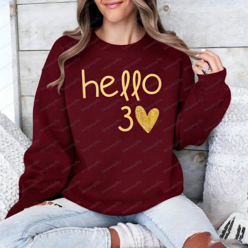 Sudadera con Capucha Térmica para Mujer, con la Frase 'Hola Otoño e Invierno', Regalo para su 30.º Cumpleaños, 'Hola 30', sin Purpurina Real, Sudadera para Adultos