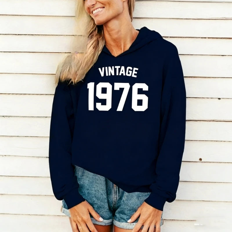Sudaderas con capucha a juego para 45 cumpleaños, regalo Vintage 1976, sudadera de otoño e invierno, jersey de moda de manga larga para mantener el calor