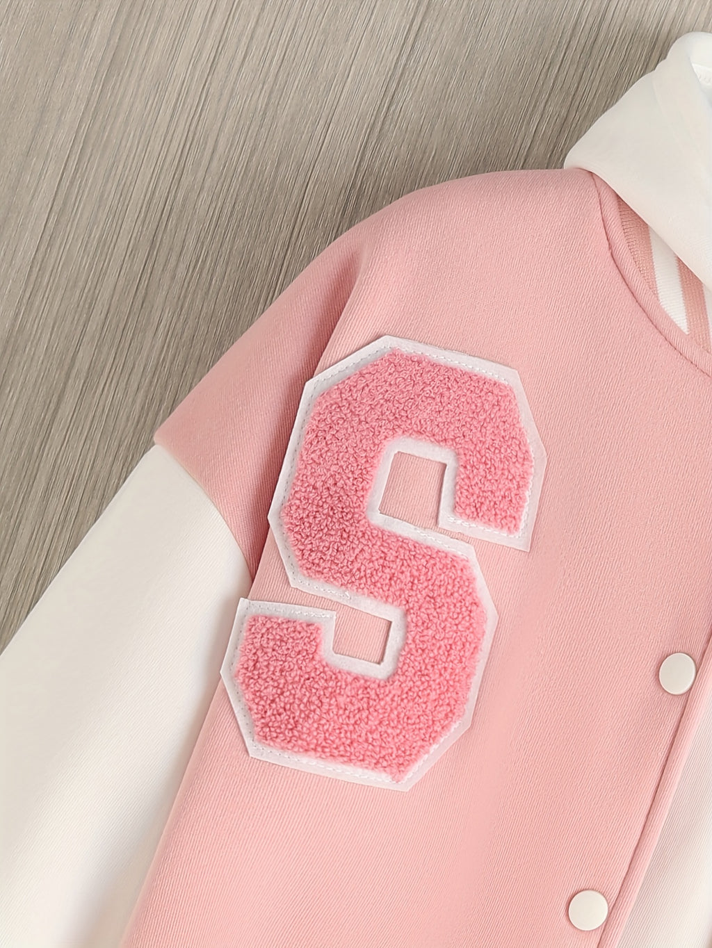 Letter Pattern Color Block Varsity Jacket, Casual Button Front Long Sleeve Outerwear, Women's Clothing