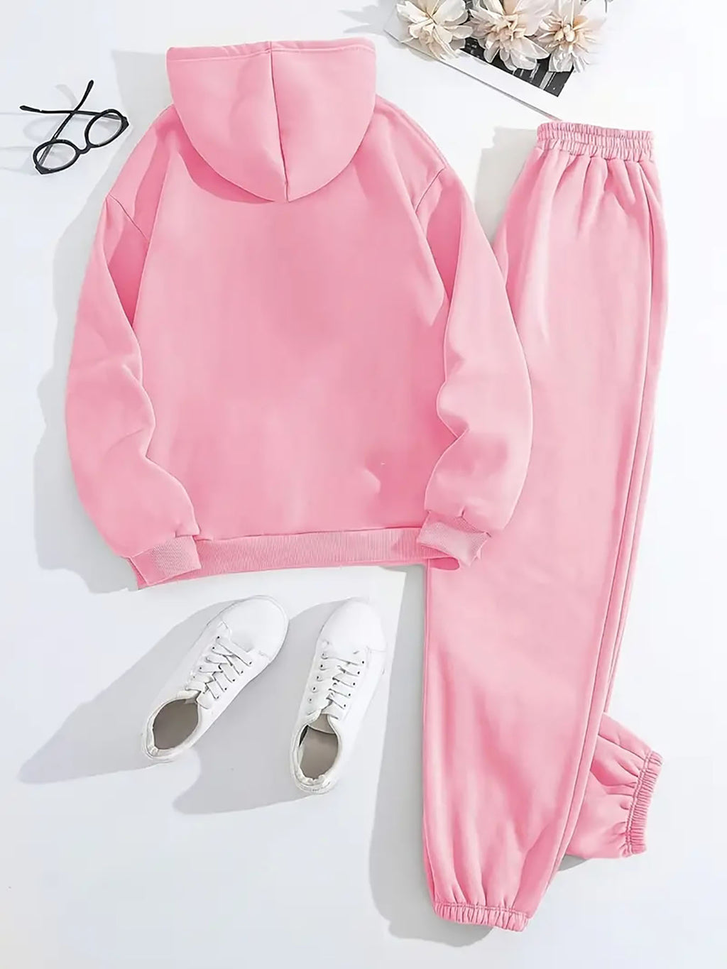 Women'S Casual Two-Piece Set - Letter Print Hoodie and Pants, Long Sleeve, Hooded Top with Front Pocket, Regular Fit Joggers, Polyester, Black, Pink, Red, Gray, Casual Wear | Zip-Up Hoodie, Hooded Women, Thank You For The Clo